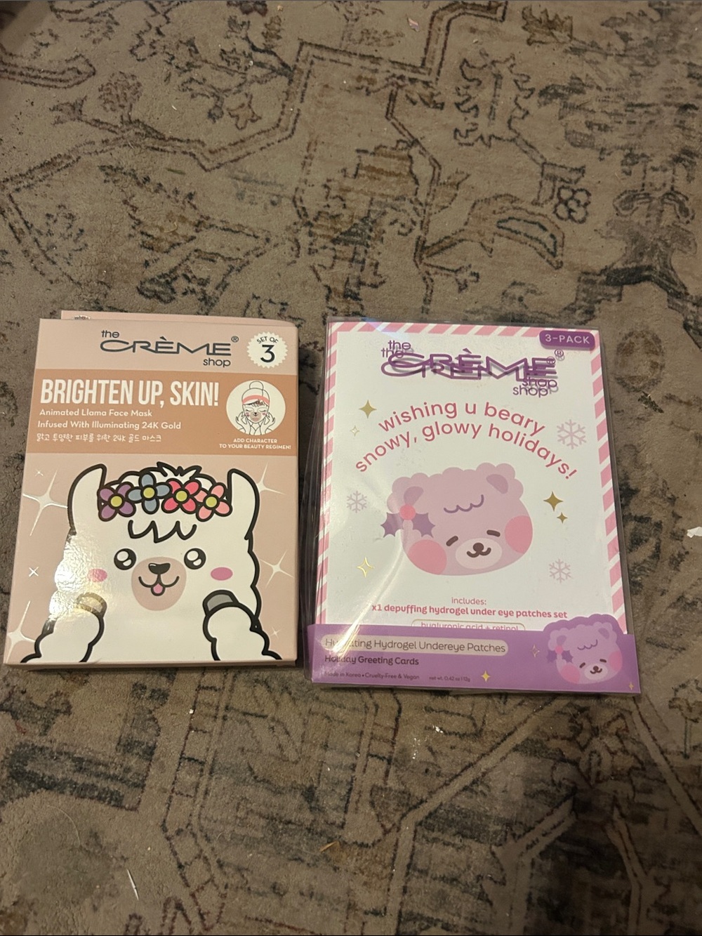 Pink Llama & Bear Face Mask Pack - 2-Packs set of three in each